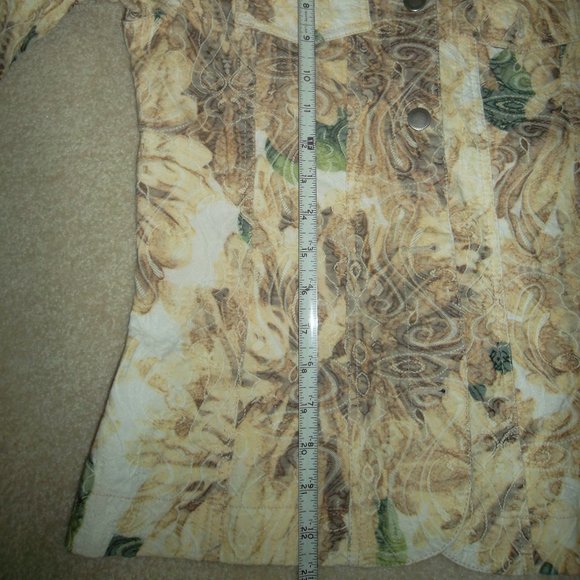 Analogy Floral Stretch Denim Paisley Textured  Jean Jacket - Picture 8 of 9